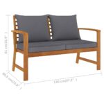 Banc de jardin 120cm et coussin gris foncé Bois solide d'acacia – Image 5