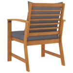Chaises de jardin lot de 2 avec coussin gris foncé Bois acacia – Image 3