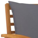 Chaises de jardin lot de 2 avec coussin gris foncé Bois acacia – Image 4