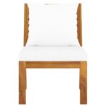 Salon de jardin 3 pcs avec coussin crème Bois d'acacia solide – Image 8