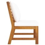 Salon de jardin 3 pcs avec coussin crème Bois d'acacia solide – Image 9
