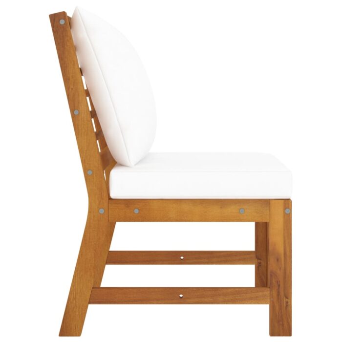 Salon de jardin 3 pcs avec coussin crème Bois d'acacia solide – Image 9