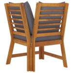 Salon de jardin 3pcs et coussin gris foncé Bois d'acacia solide – Image 4