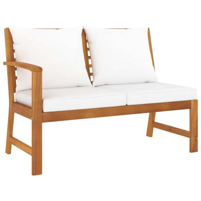 VXL8720286113554_a_en_hd_1.jpg Banc de jardin 114,5 cm avec coussin crème Bois solide d'acacia – Image 1