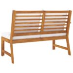 Banc de jardin 114,5 cm avec coussin crème Bois solide d'acacia – Image 3
