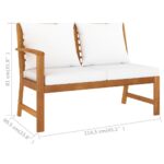 Banc de jardin 114,5 cm avec coussin crème Bois solide d'acacia – Image 5