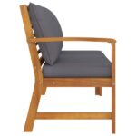 Banc de jardin 114,5 cm avec coussin gris foncé Bois d'acacia – Image 2