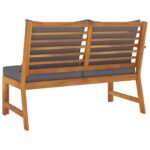 Banc de jardin 114,5 cm avec coussin gris foncé Bois d'acacia – Image 3