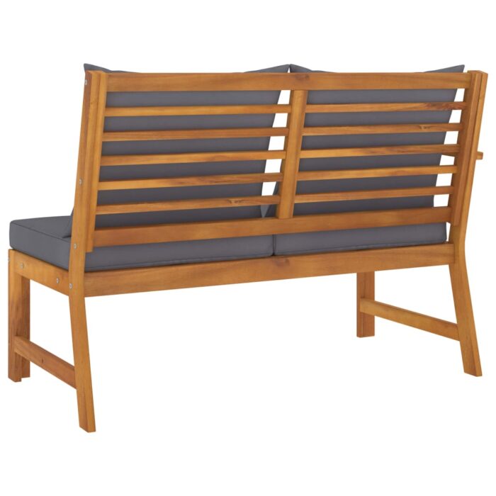 Banc de jardin 114,5 cm avec coussin gris foncé Bois d'acacia – Image 3