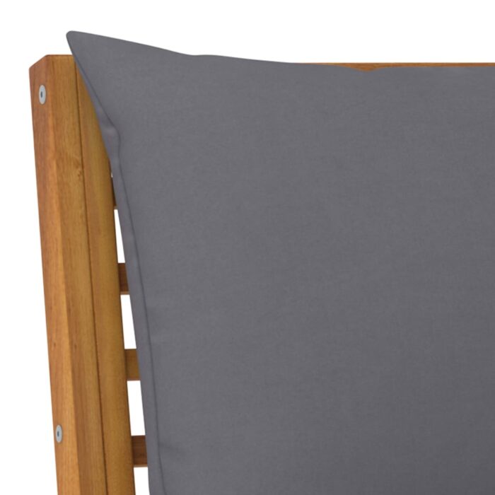 Banc de jardin 114,5 cm avec coussin gris foncé Bois d'acacia – Image 4