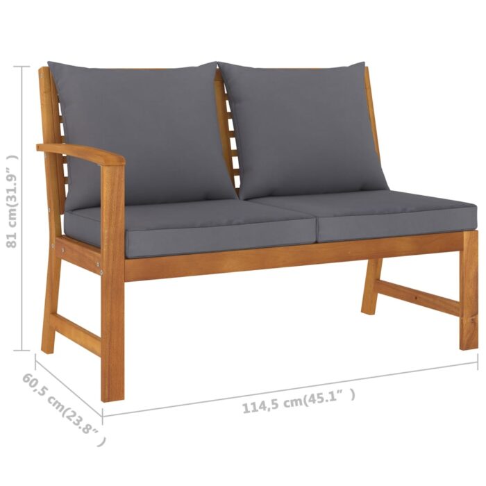 Banc de jardin 114,5 cm avec coussin gris foncé Bois d'acacia – Image 5