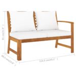 Banc de jardin 114,5 cm avec coussin crème Bois solide d'acacia – Image 5