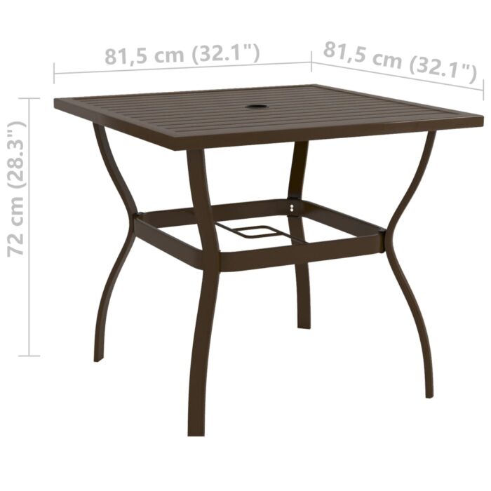 Table de jardin Marron 81,5x81,5x72 cm Acier – Image 4