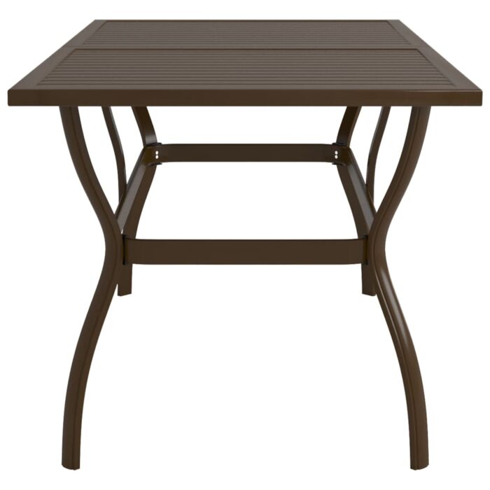Table de jardin Marron 140x80x72 cm Acier – Image 2
