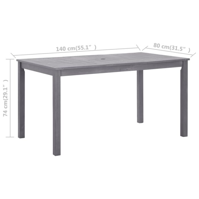 Table de jardin Délavage gris 140x80x74 cm Bois d'acacia massif – Image 5