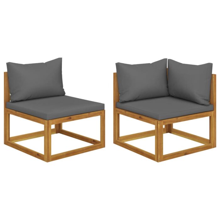 VXL8720286114315_a_en_hd_1.jpg Ensemble de canapés 2pcs avec coussins gris foncé Acacia solide – Image 1