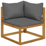 Ensemble de canapés 2pcs avec coussins gris foncé Acacia solide – Image 2