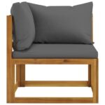 Ensemble de canapés 2pcs avec coussins gris foncé Acacia solide – Image 3