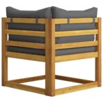 Ensemble de canapés 2pcs avec coussins gris foncé Acacia solide – Image 4