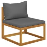 Ensemble de canapés 2pcs avec coussins gris foncé Acacia solide – Image 5