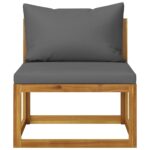 Ensemble de canapés 2pcs avec coussins gris foncé Acacia solide – Image 6