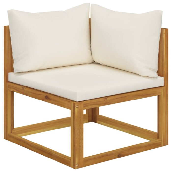 Canapé d'angle sectionnel et coussin blanc crème Bois d'acacia – Image 1