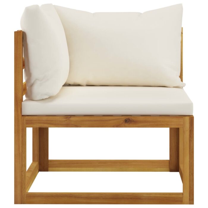 Canapé d'angle sectionnel et coussin blanc crème Bois d'acacia – Image 2