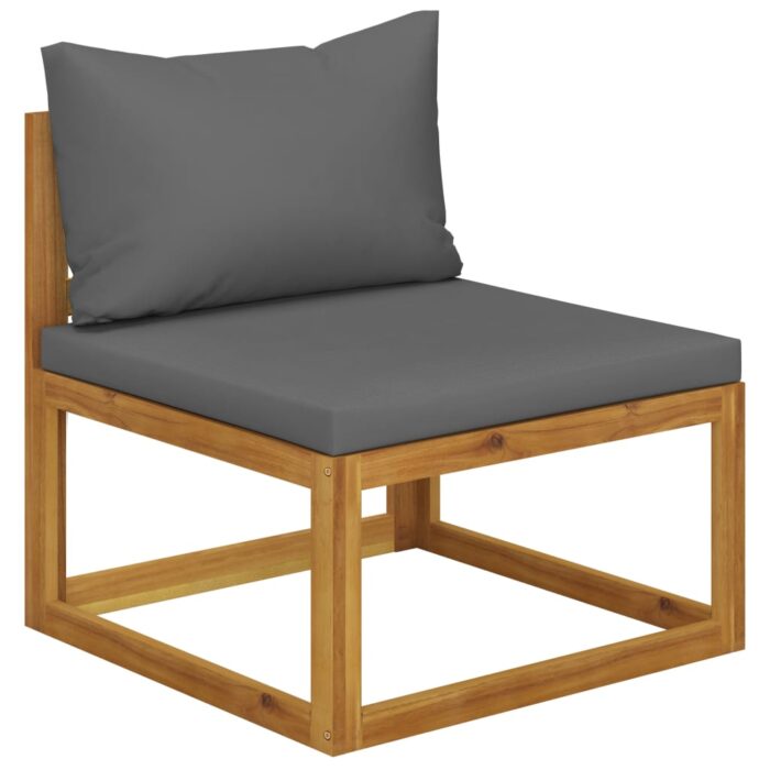 Canapé central sectionnel avec coussin gris foncé Bois d'acacia – Image 1