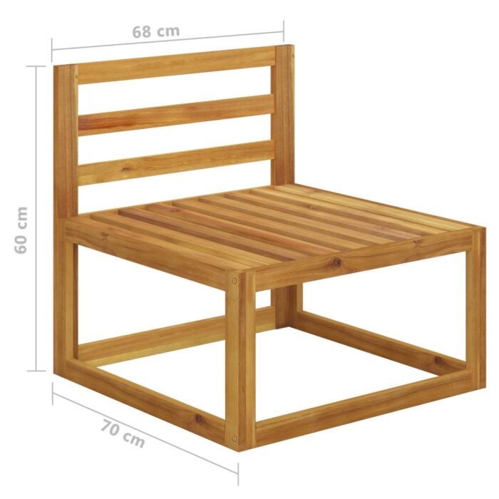 Canapé central sectionnel avec coussin gris foncé Bois d'acacia – Image 4
