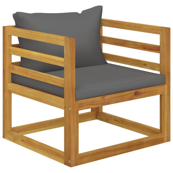 Chaise de jardin avec coussins gris foncé Bois d'acacia massif – Image 1