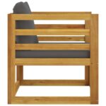 Chaise de jardin avec coussins gris foncé Bois d'acacia massif – Image 2