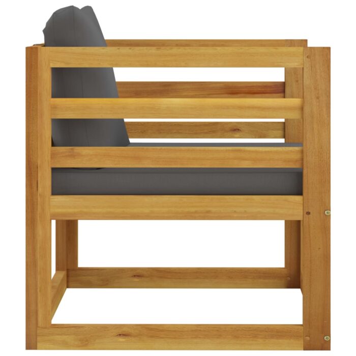 Chaise de jardin avec coussins gris foncé Bois d'acacia massif – Image 2
