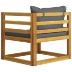 Chaise de jardin avec coussins gris foncé Bois d'acacia massif – Image 3