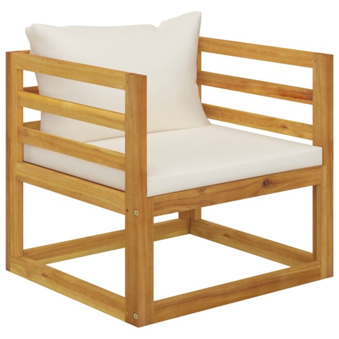 Chaise de jardin avec coussins crème Bois d'acacia massif – Image 1