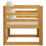 Chaise de jardin avec coussins crème Bois d'acacia massif – Image 2