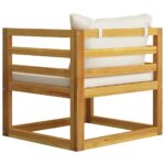 Chaise de jardin avec coussins crème Bois d'acacia massif – Image 3