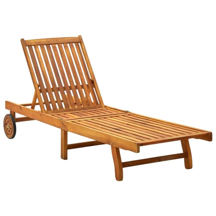 Chaise longue bois d'acacia solide – Image 1