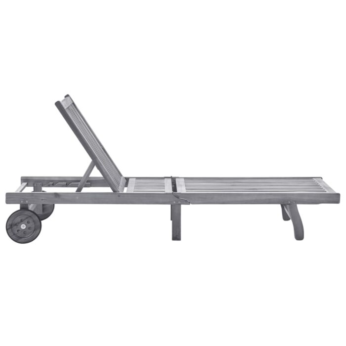 Chaise longue Bois d'acacia solide – Image 2