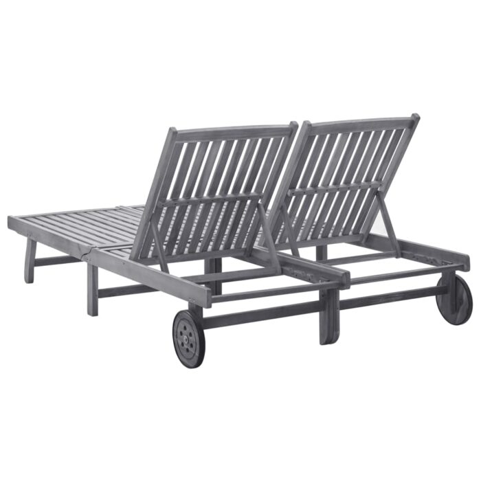 Chaise longue 2 places bois d'acacia massif – Image 3