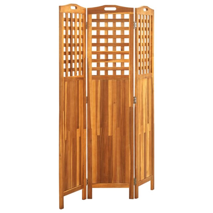 Cloison de séparation 3 panneaux 121x2x170 cm Bois d'acacia – Image 2