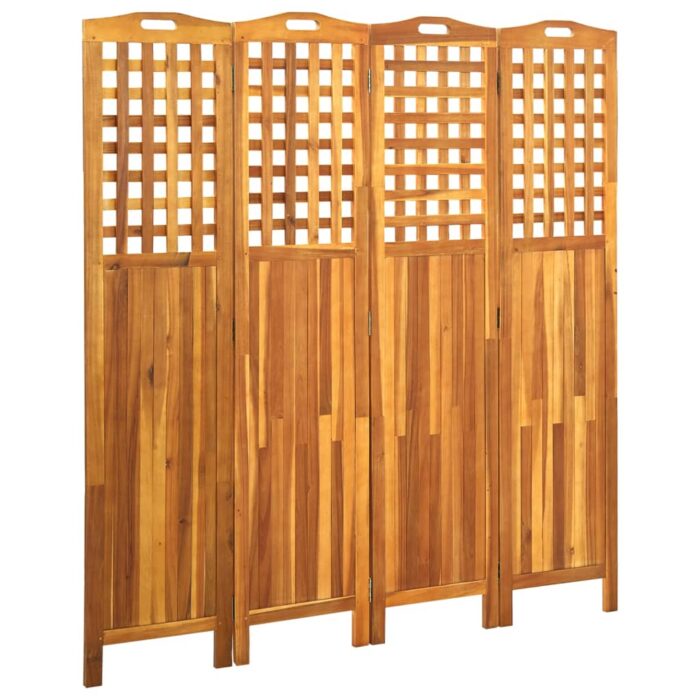 Cloison de séparation 4 panneaux 161x2x170 cm Bois d'acacia – Image 1