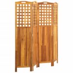 Cloison de séparation 4 panneaux 161x2x170 cm Bois d'acacia – Image 2