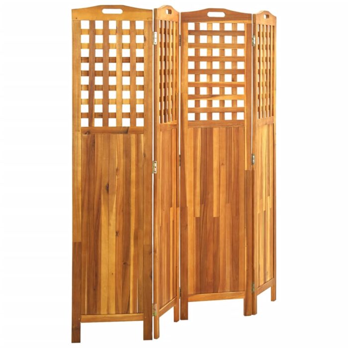 Cloison de séparation 4 panneaux 161x2x170 cm Bois d'acacia – Image 2