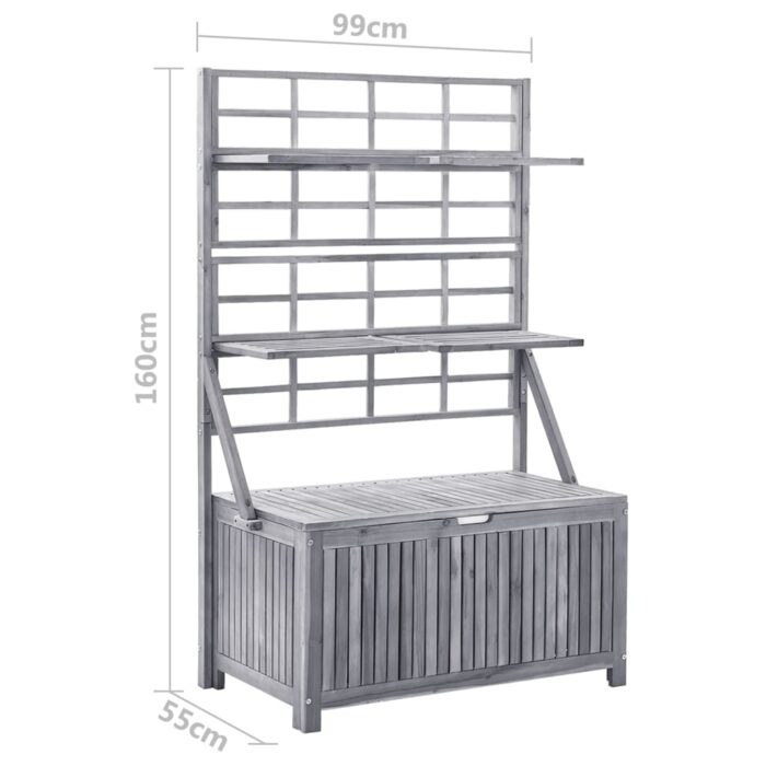 Boîte de rangement avec treillis Gris 99x55x160cm Acacia solide – Image 7