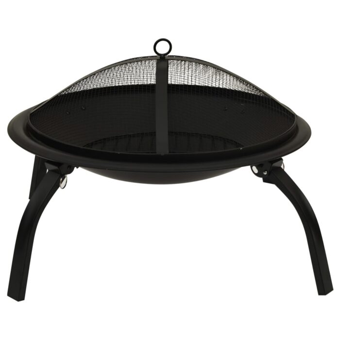 Foyer et barbecue avec tisonnier 2 en 1 56x56x49 cm Acier – Image 2