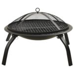 Foyer et barbecue avec tisonnier 2 en 1 56x56x49 cm Acier – Image 3