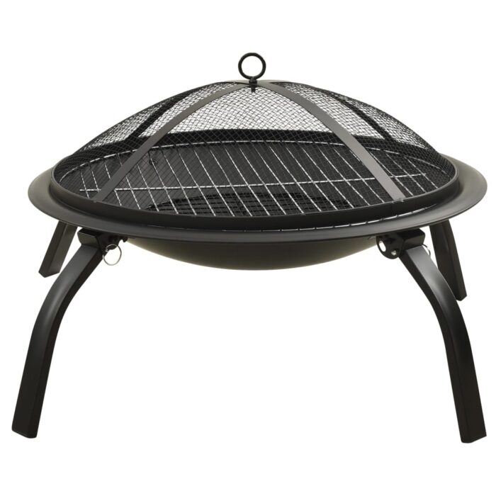 Foyer et barbecue avec tisonnier 2 en 1 56x56x49 cm Acier – Image 3