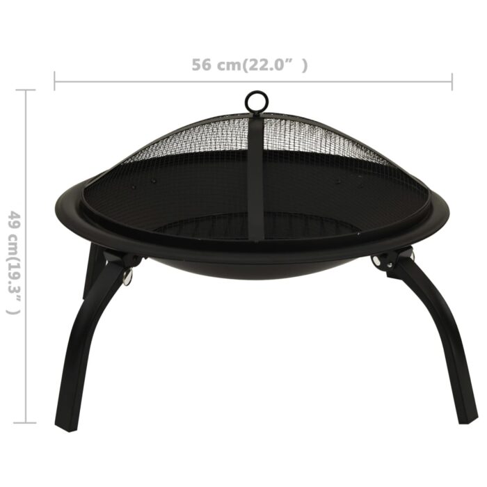 Foyer et barbecue avec tisonnier 2 en 1 56x56x49 cm Acier – Image 8