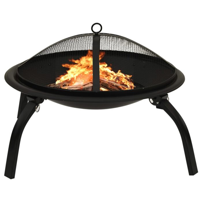 Foyer et barbecue avec tisonnier 2 en 1 56x56x49 cm Acier – Image 1