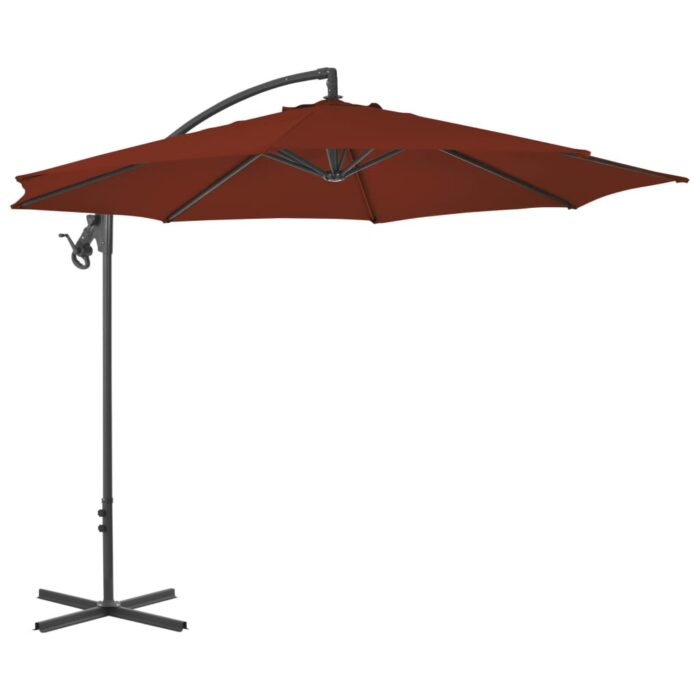 Parasol de jardin en porte-à-faux avec mât en acier terre cuite – Image 1
